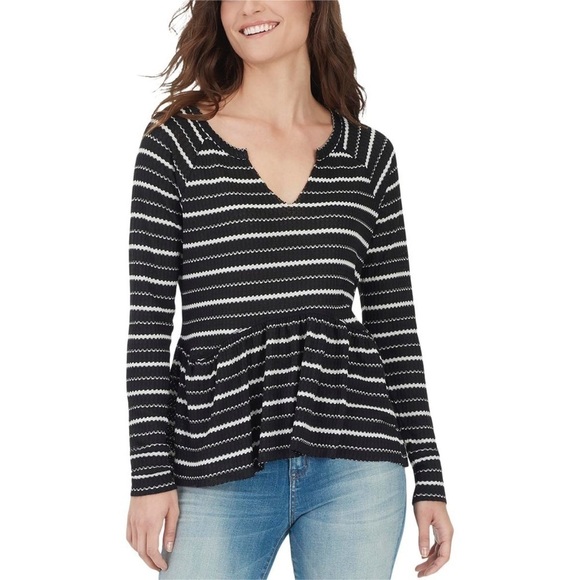 William Rast Stripe Peplum Sweater - Picture 1 of 7